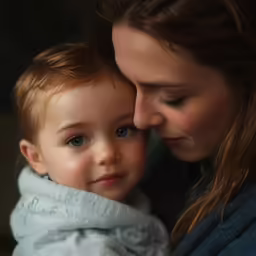 two women are holding a baby in their arms