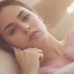 woman wearing pink dress laying down on sofa