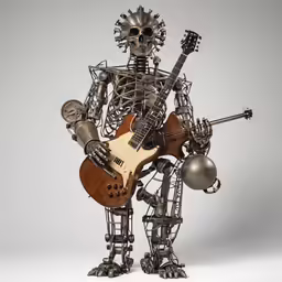 a skeleton is playing the guitar and a microphone