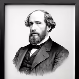 an old black and white portrait of a man with a beard