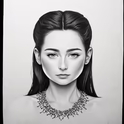 a black and white drawing of a woman