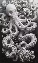 an octopus sculpture made out of white beads