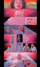 a large graphic has the background of people and a baby