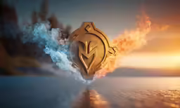 there is a fire ring that has a bird on it