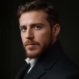 a man with long hair wearing a black suit and white shirt