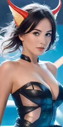a woman wearing cat costumes with horns