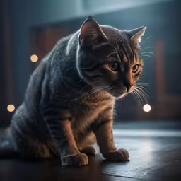 the cat is looking ahead in front of the camera