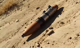 a black object is in the sand