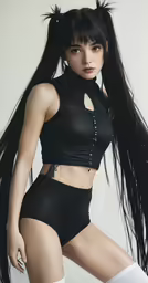 the 3d model is posing for the camera