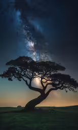 a tree that has its branches growing to look like the ground below it