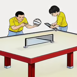 two men playing table tennis with each other