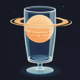 an image of saturn in a glass with the outer planet visible