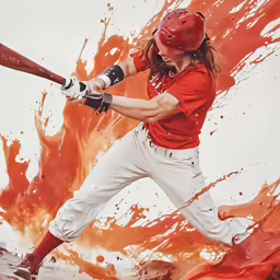 the baseball player is swinging his bat on the field