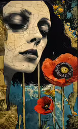 the image shows an image of a woman with closed eyes
