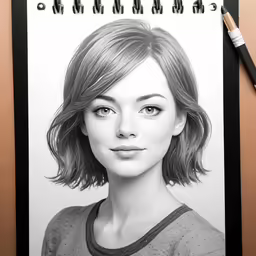 a drawing of a woman with short hair