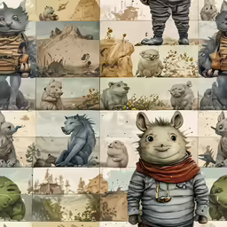 a series of pictures of different animals on a wall