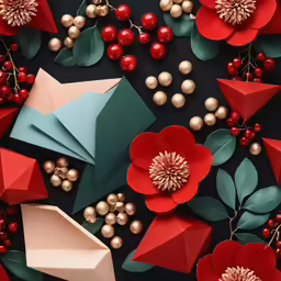 christmas presents with ornaments and paper in different designs