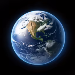 the earth from space is shown with blue highlights