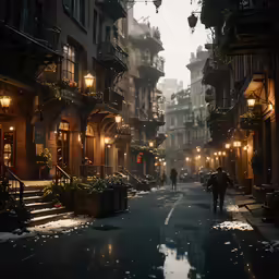 an image of a man with an umbrella on a city street