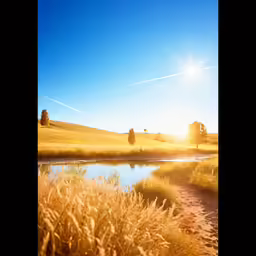 a view of a beautiful landscape from the other side of a body of water