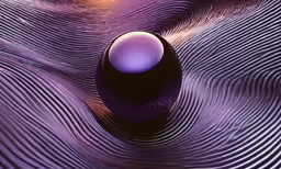 a blue ball on purple wavy background
