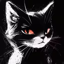 a painting of a black cat is shown