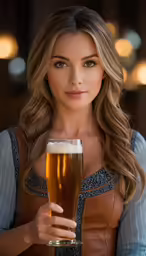 the beautiful woman is holding a beer in her hand