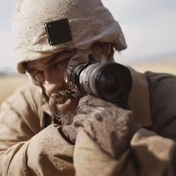 man taking photograph of desert with camera