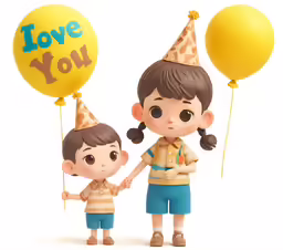 a cartoon picture with two children holding hands