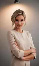 a woman posing for a portrait with her arms crossed