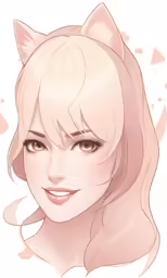 a close up of an anime character with long blonde hair