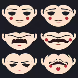 four different faces with evil clown noses