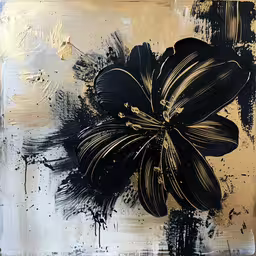 this is an artistic piece of art that is very unique,a close up image of black and white paint on canvas