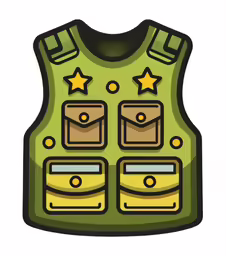an icon of military uniform with three stars