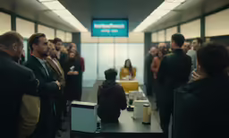people waiting to get their luggage in the airport