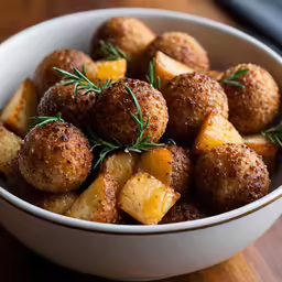 a close up of a bowl of food on a table
