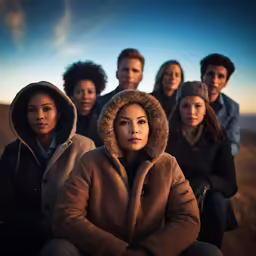 several people stand in a line with their arms crossed