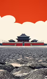 red and white architecture in the background