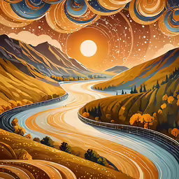 a painting of an abstract landscape