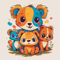 a family of bears is shown on the front and back cover of a t - shirt,a group of little bears with one little dog on their chest