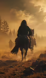 a group of people riding on the back of horses