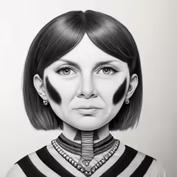 black and white portrait of a woman with long bangs