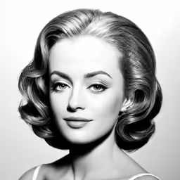 a beautiful woman with blond hair and big eyes