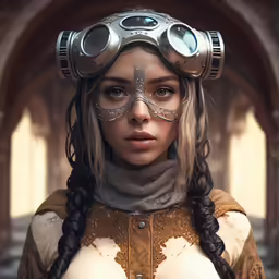 a girl with big glasses and braids on her head
