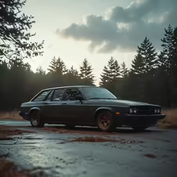 an old car parked in a rural area