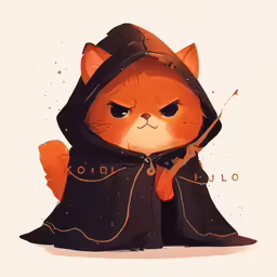 a digital painting of a cat with a costume on