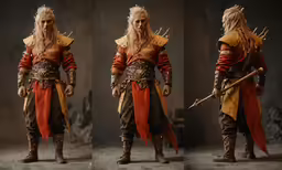 a man in costume and armor holding a sword