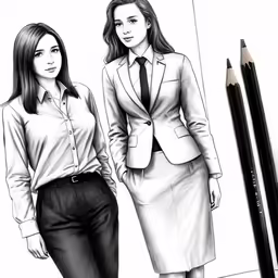 two women in business suits stand side by side