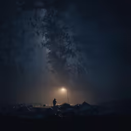 a couple is standing in front of the stars