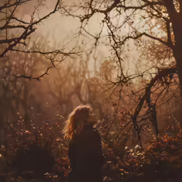 woman in the dark walking away from the sun